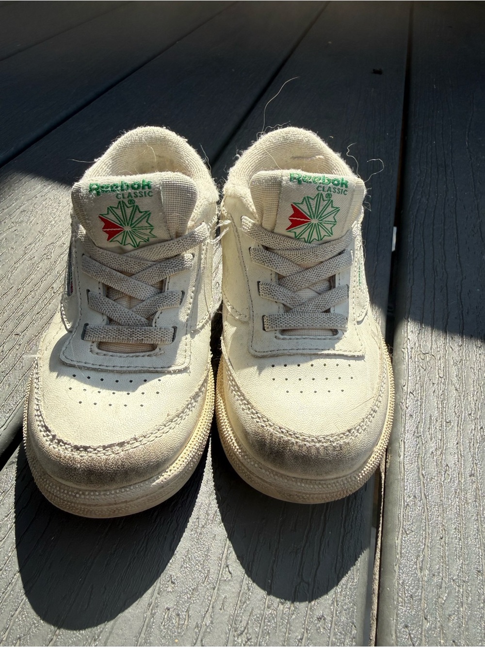 Reebok Kids Cream Canvas Sneakers with Green & Red Logo